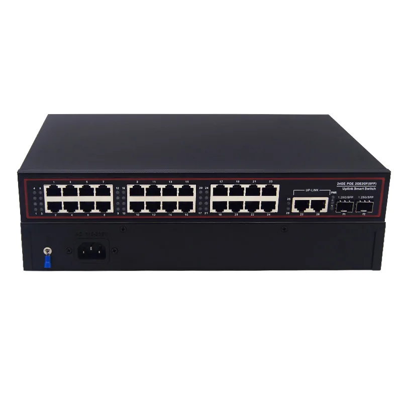 10/100/1000Mbps Gigabit 260W IEEE802.3AT 24 Port POE Fiber Switch with 2 RJ45 Uplink 2 SFP supplier