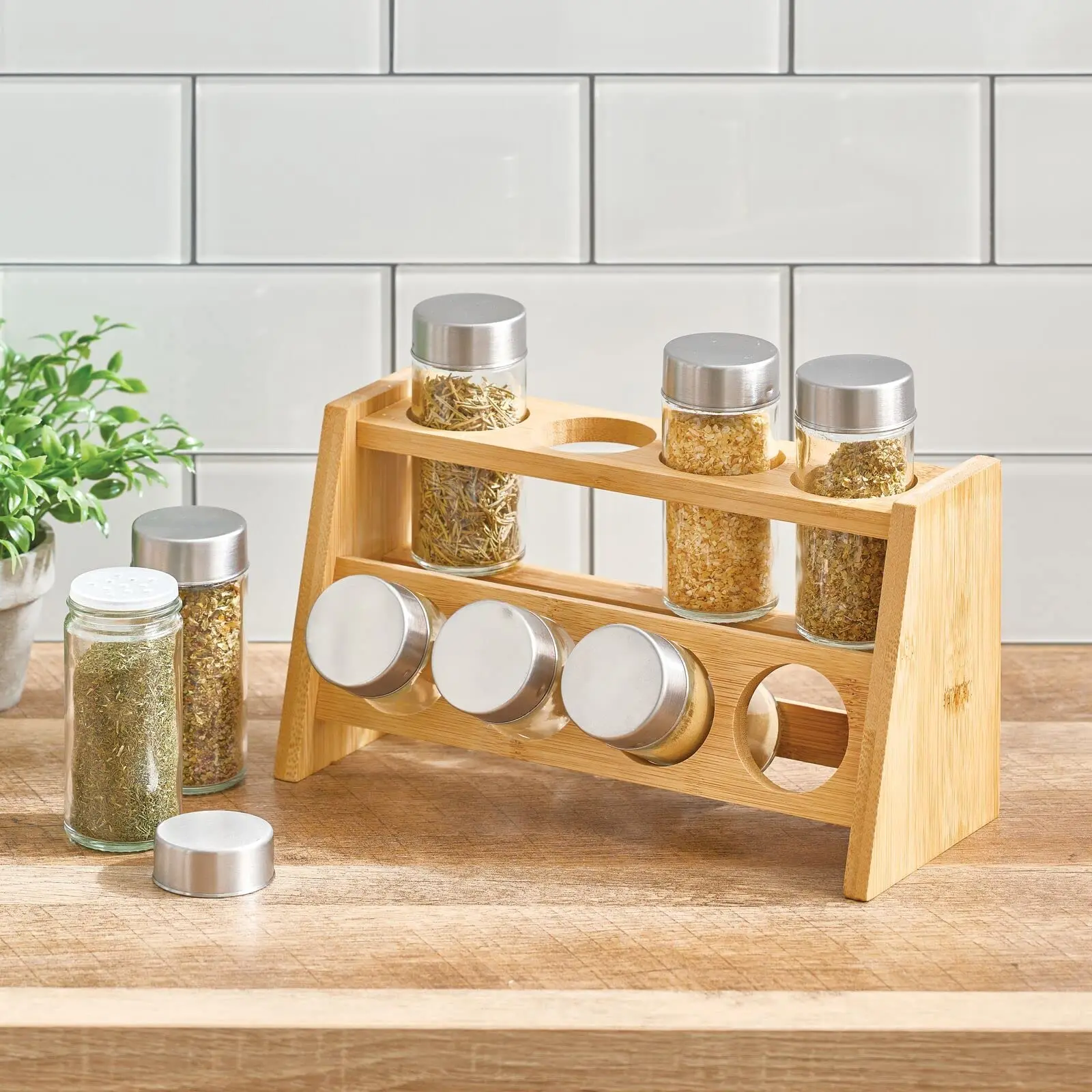 Bamboo Kitchen Freestanding Bamboo Countertop Spice Rack