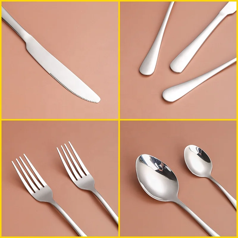 Luxury Colorful Stainless Steel 24 Pcs Flatware Gift With Box Gold
