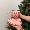Red-LOVE heartstrings cup 280ml heart dish