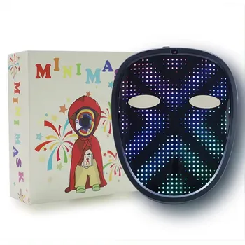 Halloween Party Rave Christmas Masquerade Led Gesture Sensor Face Change Masks Light Up Glowing Kids Cosplay Mask