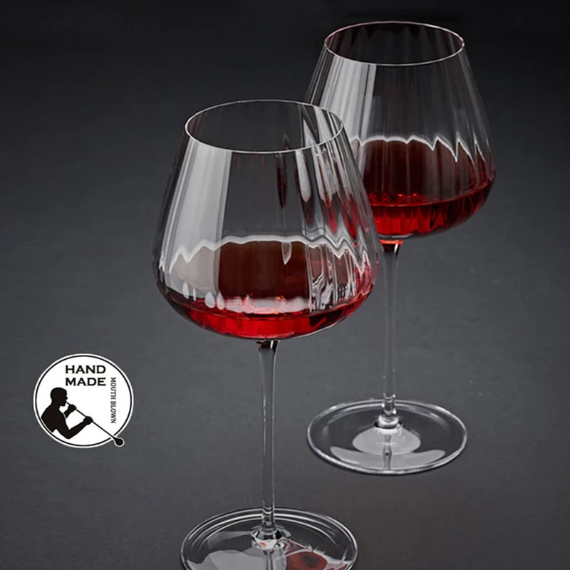 Gold Rimmed Wide Mouth Crystal Red Wine Glasses