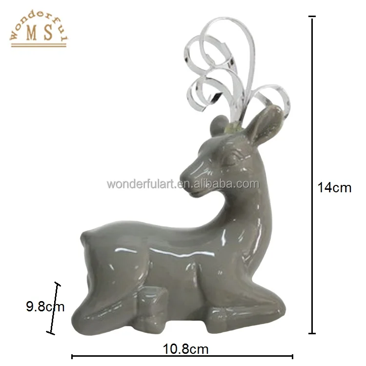2023 Christmas Reindeer Statue Ornaments Ceramic Xmas Reindeers Glazed and Plated with Gold Silver Color Table Decor and gifts