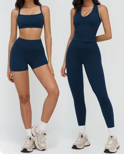 Wholesale Tight-fitting Yoga Sets Wholesale Outdoor Custom Logo Sportswear Workout Tops Gym Leggings Women Fitness Set