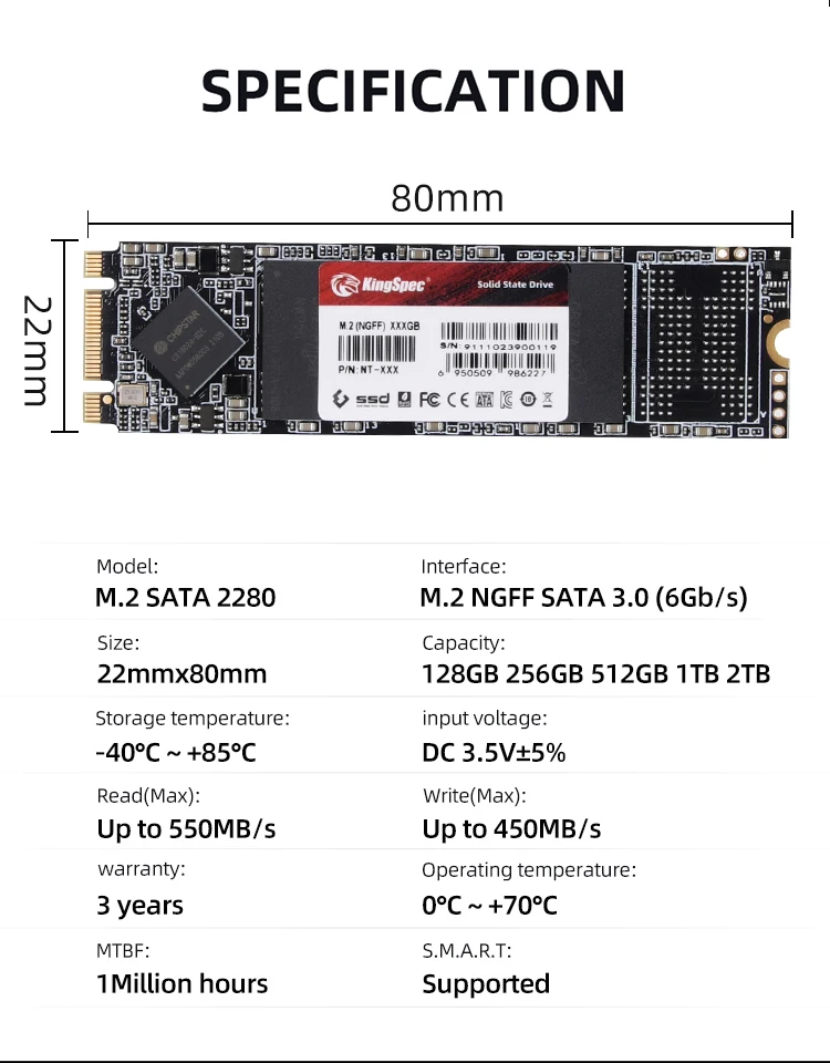 Kingspec 4TB M.2 SSD - High Capacity, Fast Performance