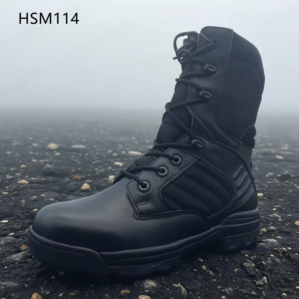 HY,rugged Terrain Anti-stain Fighting Boots with Zip for Sale Field-ready Shock Absorbing EVA+rubber Sole Marching Boots HSM114