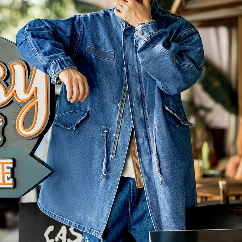 Maden Men's Denim M65 Field Jacket - Vintage Fishtail Parka