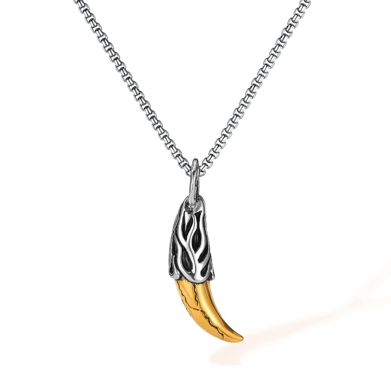 Viking Stylish Hip Hop Street Totem Wolf Tooth Horn Necklace