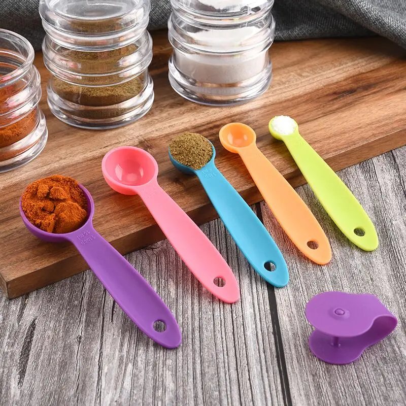 Stackable Nesting Measuring Tools 10 Piece Colorful Plastic Measuring Cups and Measuring Spoons Set