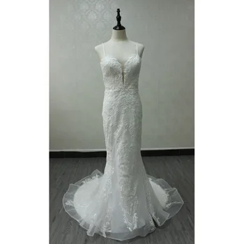 LW4213 Spaghetti beaded straps lace sheath Mermaid wedding dress, Sweetheart Bridal Gowns for wedding party