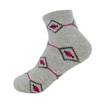 Preppy Style Coloured Geometric Pattern Women's Socks Great Quality Cotton Ankle Socks