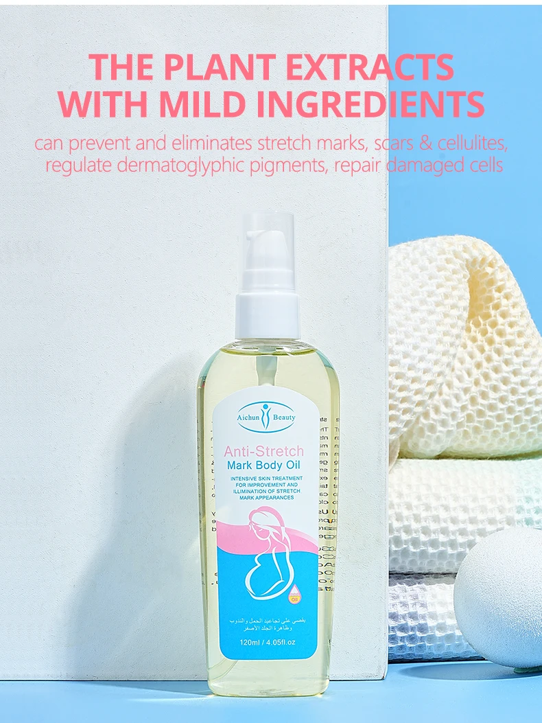 Aichun Beauty Best Anti-Stretch Mark Body Oil Strech Marks Removed and Firming Essential Oil Preventing Reducing Stretch Marks
