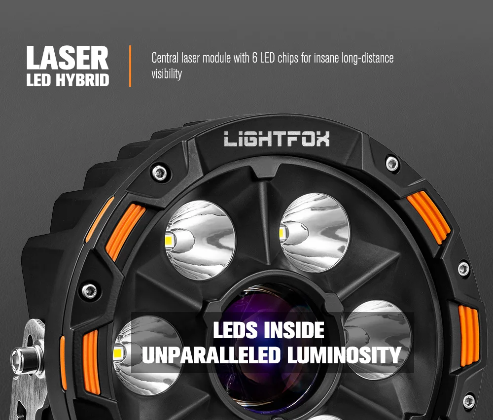 Lightfox 7 Inch Laser Led Driving Light Laser Beam Driving Light 4x4