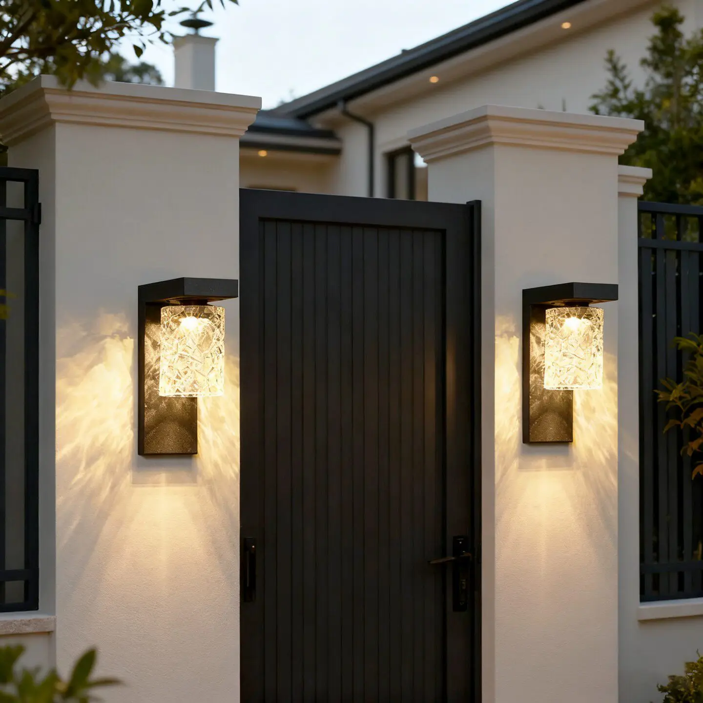 Solarbetriebene, wasserdichte Außenwandlampe für Villeneingänge, Hof, Garten und Terrasse – LED mit 5-jähriger Garantie