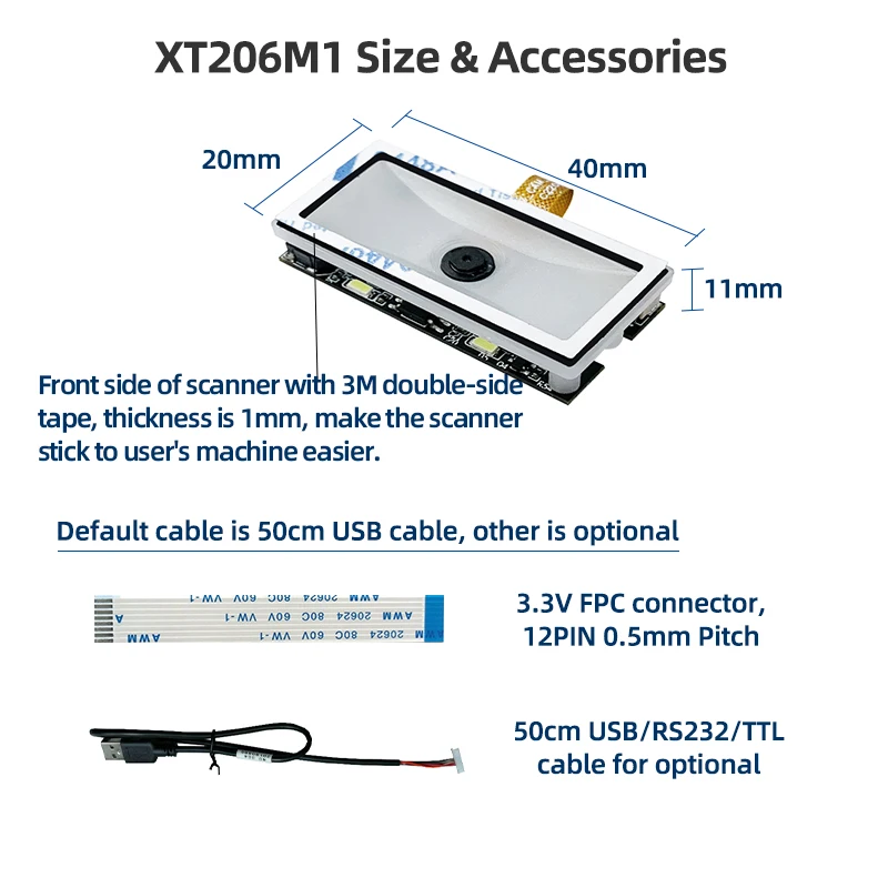 XT206M1 Vending Machine 2D Bar Code Scanner Module QR Code Small QR Barcode Scanner Module