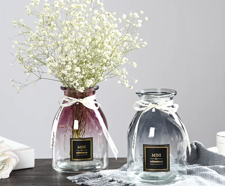 Small Round Mouth Glass Vase For Wedding Crystal Glass Cylinder Home