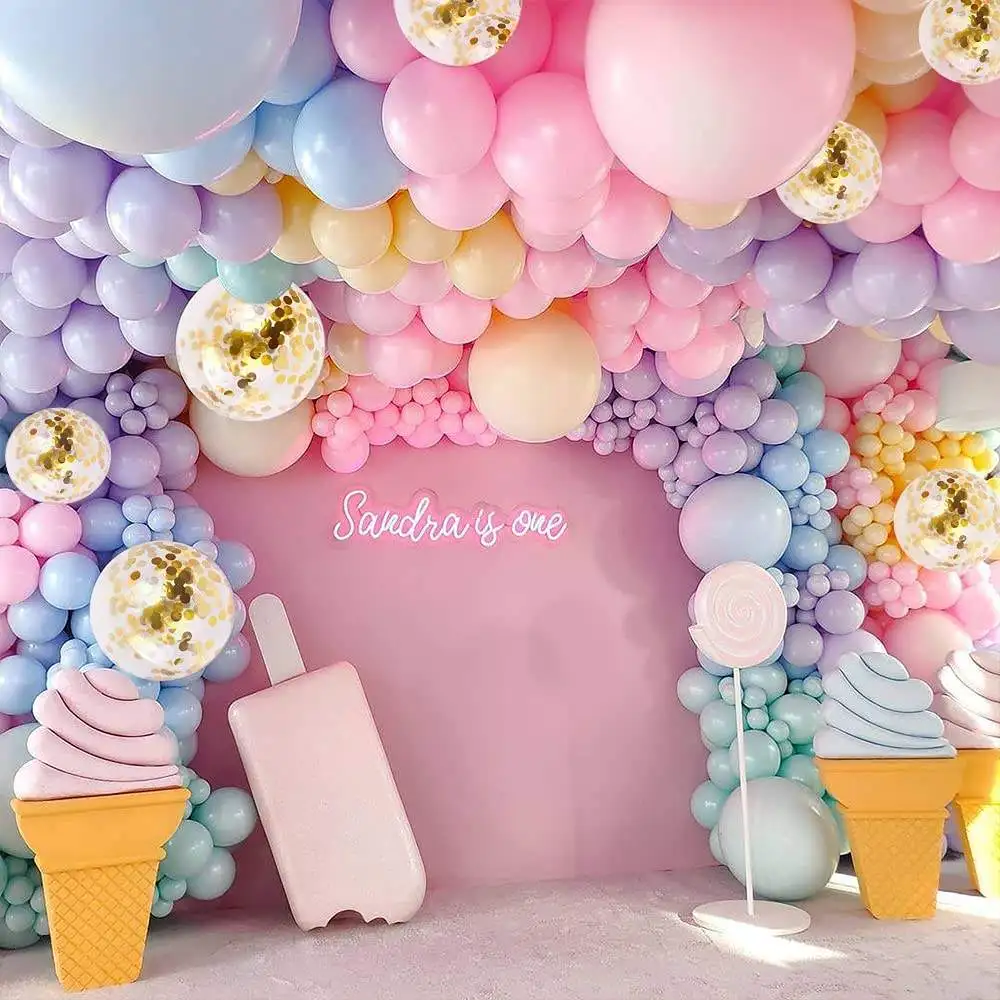 Pastel Balloons Garland Arch Kit 117 Pcs Rainbow Macaron Balloons ...