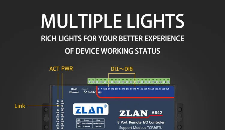 8 Multiple Channels Modbus Tcp I/ O Module Ethernet Rj45 Remote Iot ...