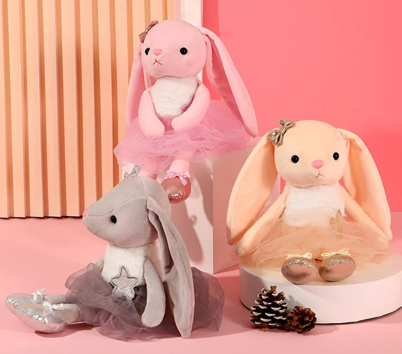 Cartoon Ballet Rabbit Plush Toy Cute Long Ear Bunny Doll For Kids Soft ...
