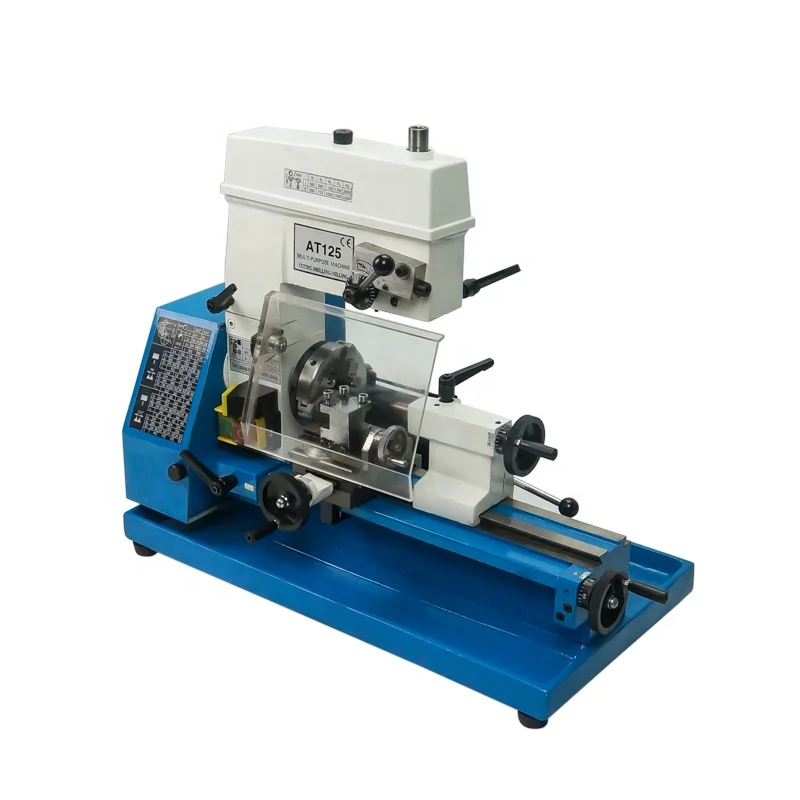 AT125 Micro Multifunctional Lathe Bench Drilling Milling Machine Tool Hot Sale Household for Wood Plastic Soft Metal Working