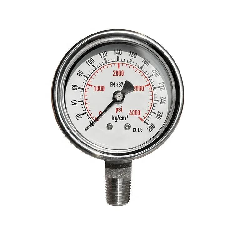 2.5Inch 304/316 4000psi 28kg Bourdon Tube Diaphragm En837-1 All Stainless Steel Pressure Gauge