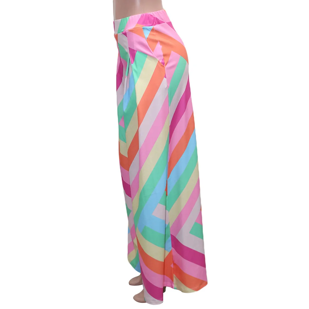 New Summer High Waist Print Drape Wide Leg Pants for Women Loose Fit