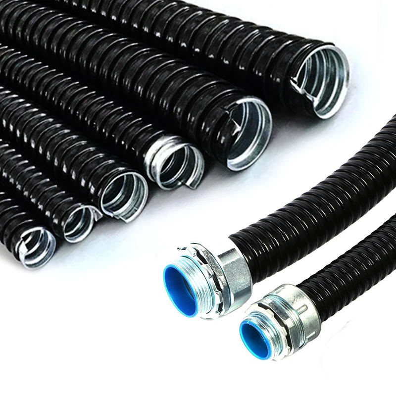 Conduit PVC Coated Liquid Tight 3/16'' 6mm 1/4'' 8mm 3/8'' 12mm 1/2'' 15mm GI Galvanized Stainless Steel Flexible Metal Conduit