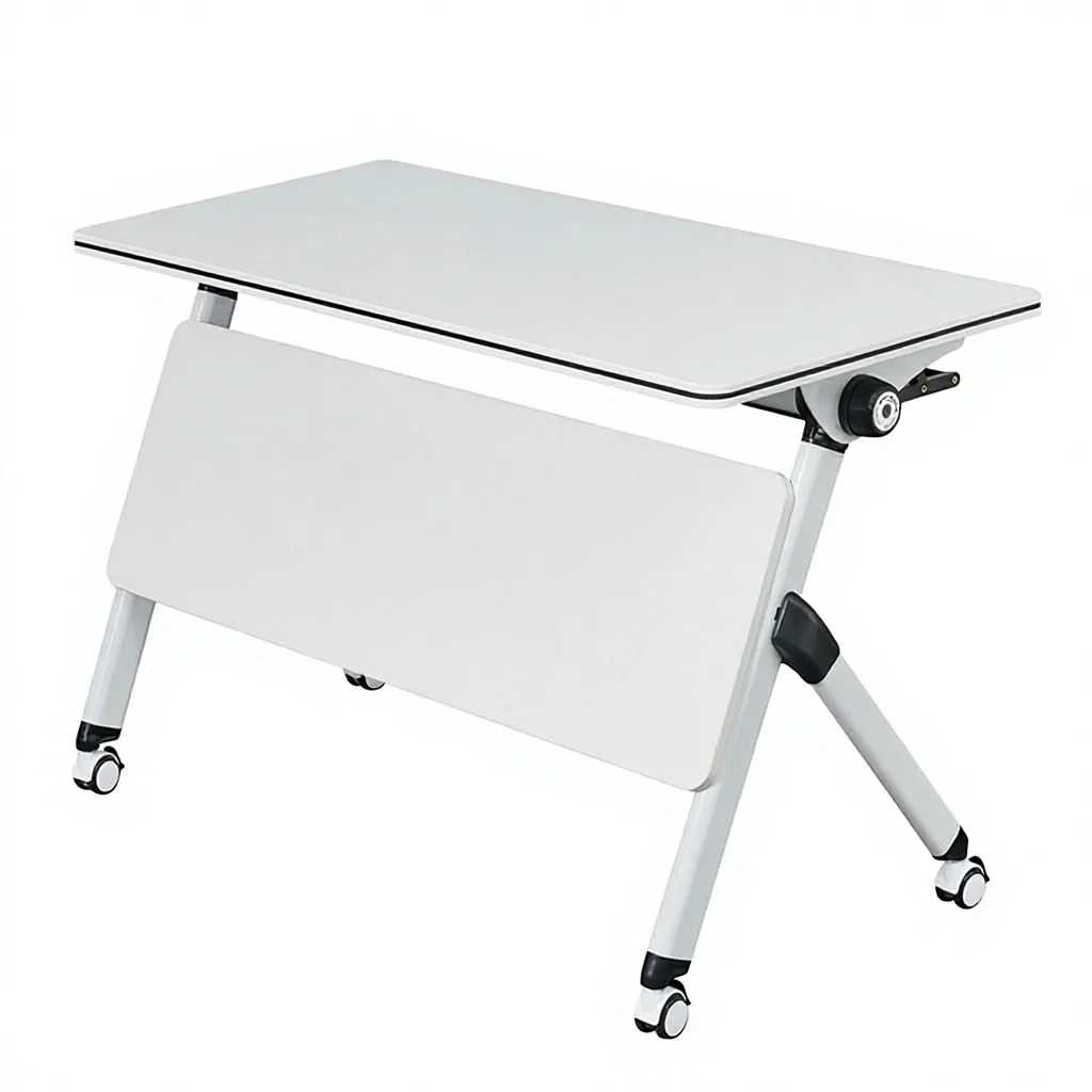 Office Training Furniture Portable Folding Flip Table with Adjustable Wheels Meeting Laptop Collapsible Desk Customization image 5