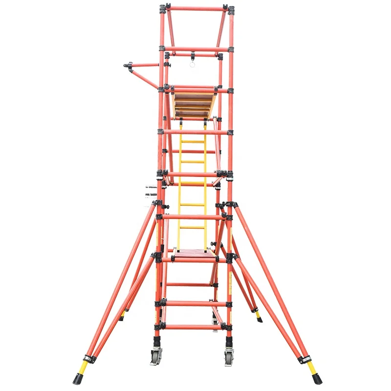 
High Voltage Safety Full Insulation Mobile Fiberglass Scaffold for Electrical Project 