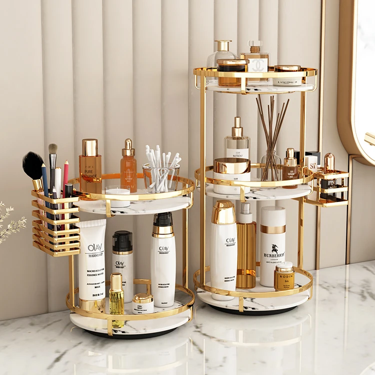 gold dressing table accessories 5-Piece Champagne Gold Bathroom Accessories Set main image 1