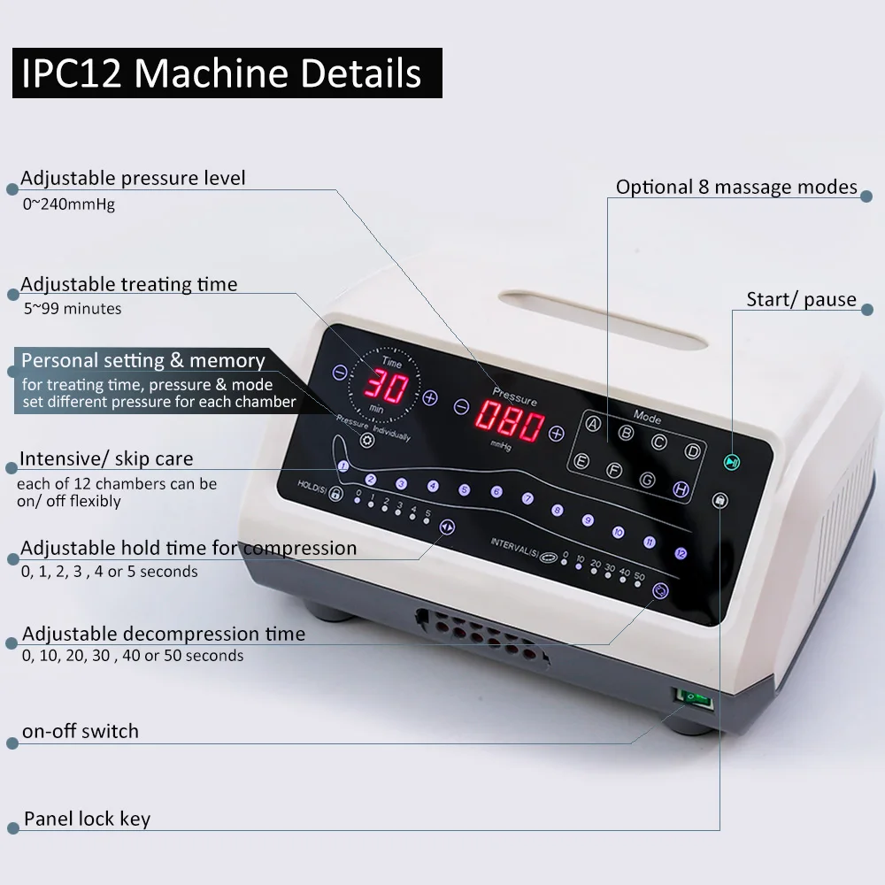 Revolutionary 12-Chamber Air Compression Therapy Machine Pressotherapy Leg Massager Leg Arm Compression Better Comfort Relief factory