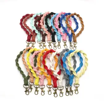 2024 New Braided Colorful Tassel Macrame Wristlet thread Key chain Boho Bag Accessories Handmade Boho Macrame thread Key chains