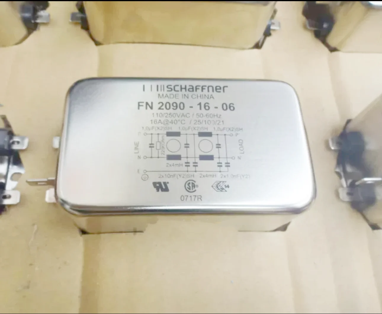 Schaffner FN2090-6-06 EMI Filter 250 V AC 6 A 8 MH 85x54x30.3 Mm