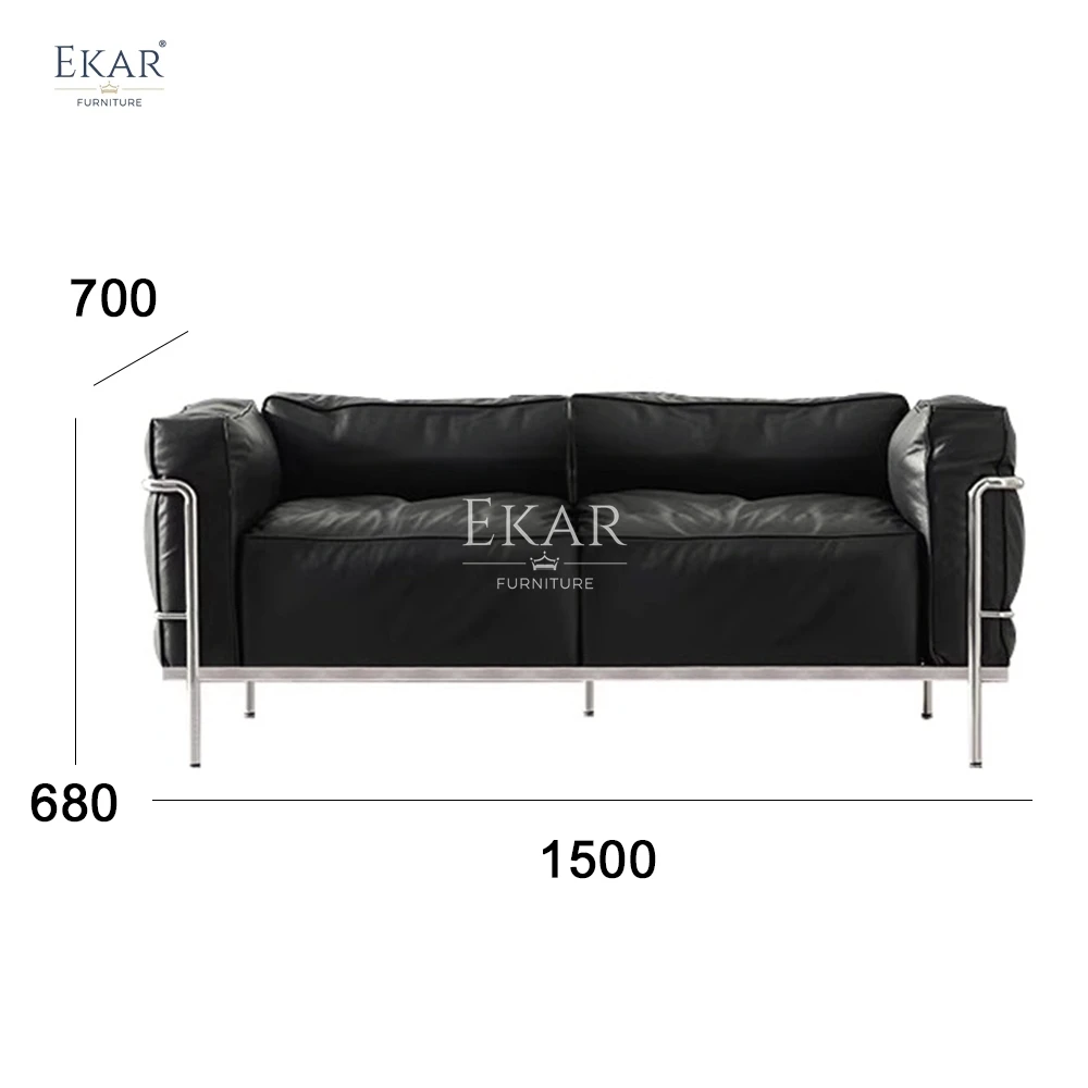 product modern stainless steel frame sofa down and pu leather set for living or hotel wood foam padding for living room furniture-65