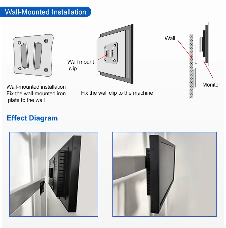 Industrial VESA Pure Plane Capacitive Resistive Touch Screen 11.6/13.3/15.6/19/21.5 Inch LCD Display USB DC Monitor