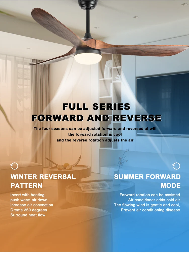 Modern Latest Designer Factory American 3 Solid Wood Blades DC Motor Energy Saving Ceiling Fans Light