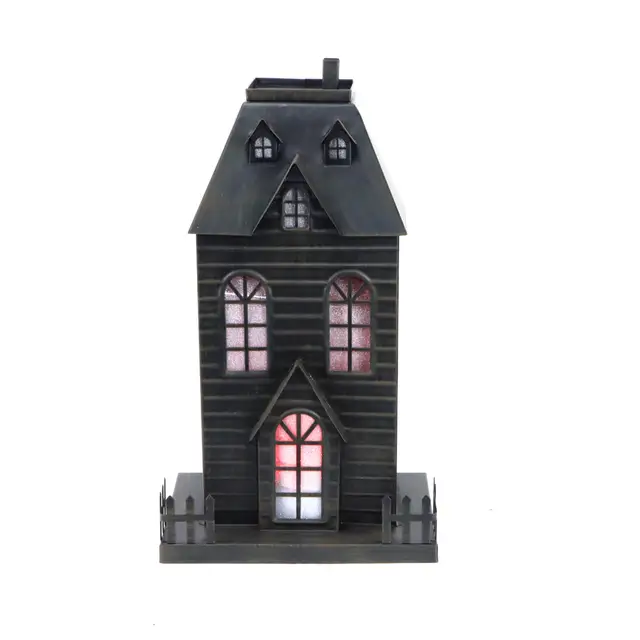Colourful LED Projection Light Haunted House Halloween Metal Haunted House Indoor Decoration