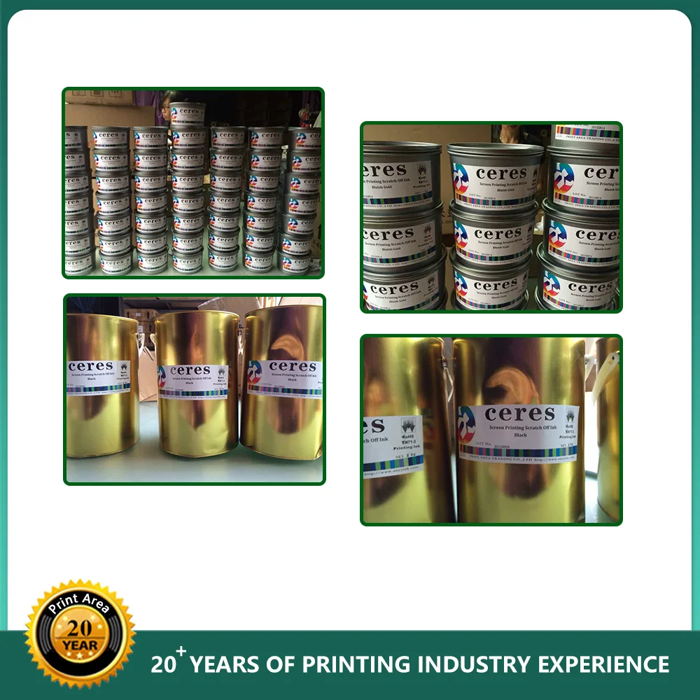Hot Sale UV Screen Printing Scratch Off Ink with Coated Paper Gold Silver Color