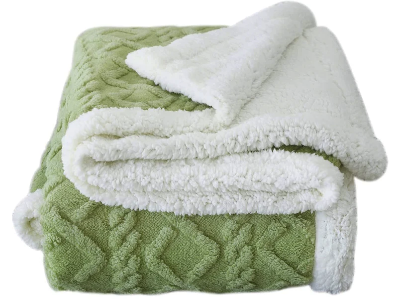 3D Jacquard Lattice Reversible Sherpa Throw Blanket Super Soft Cozy Fleece Lightweight Warm Thick Plush Fuzzy Fluffy Modern
