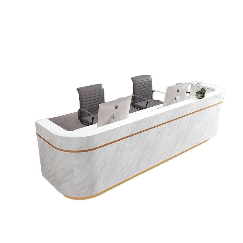 Best Sale High Quality Gold White Light Luxury Nail Salon Reception Counter Desk Furniture Salon Bar Counter for Commercial Use 5