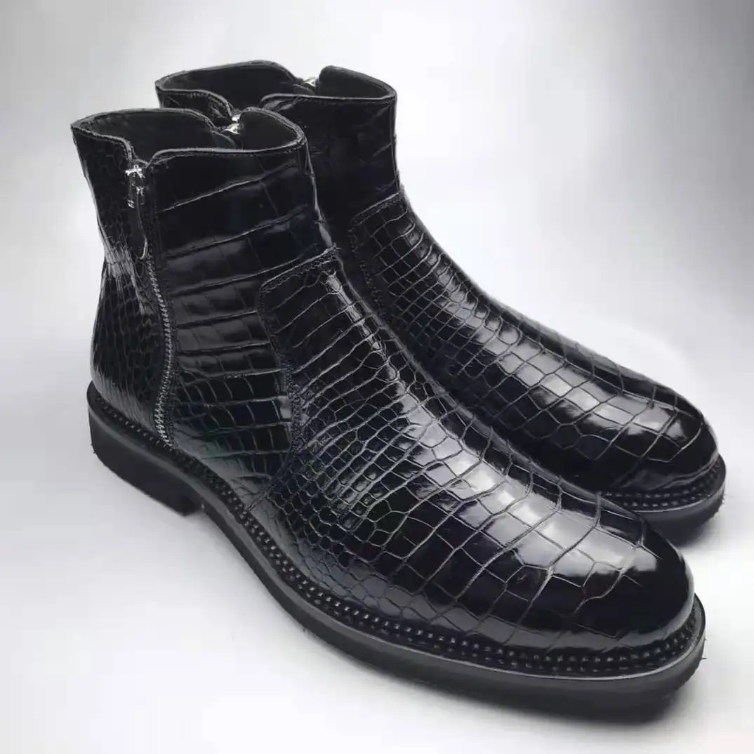 Goodyear, zapatos italianos de invierno, botas para hombre, botas de piel  de cocodrilo auténtica para hombre, Botines de cuero Oxford de alta calidad  - Main Image