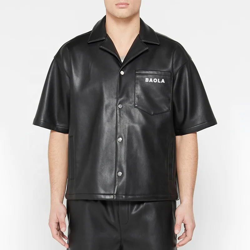 シャツ ASCLO Python Leather Short Sleeve Shirt Leather Shirt Half Sleeves #1 : LeatherCult: Genuine Custom