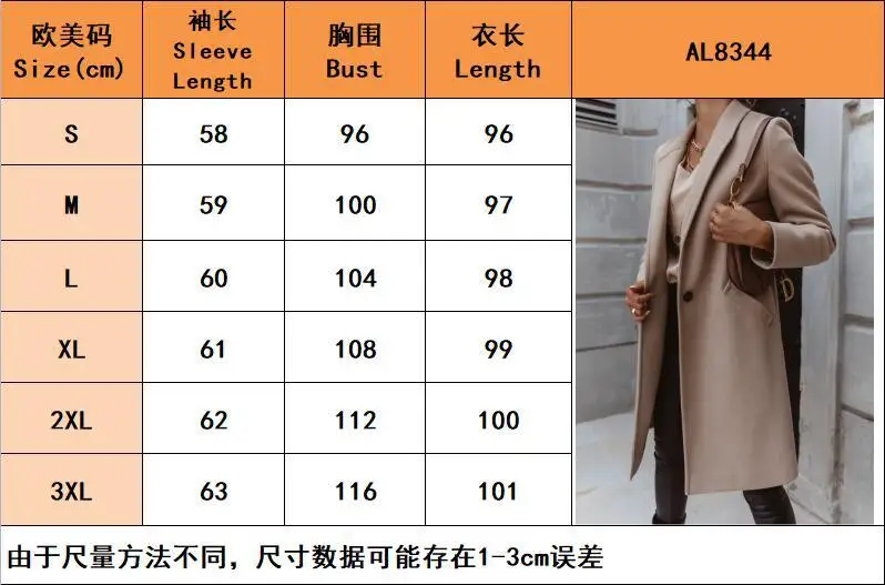 Hot Sales Autumn and Winter Solid Color Woolen Coat Lapel Button Mid-length Women's Clothing