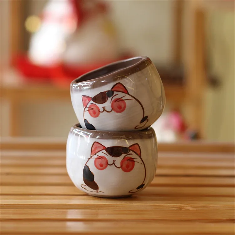 Japan Style Lucky Fortune Cat Ceramic Cup - 60ml Tea Mugs
