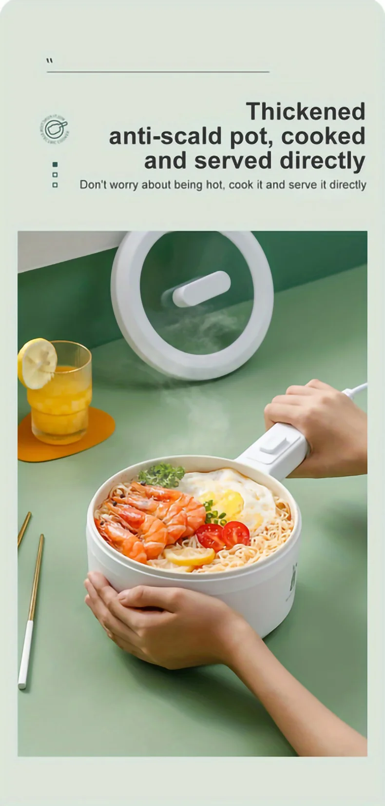 Portable Electric Cooking Pot 1.8 Liter Home Appliance Cooker Portable ...