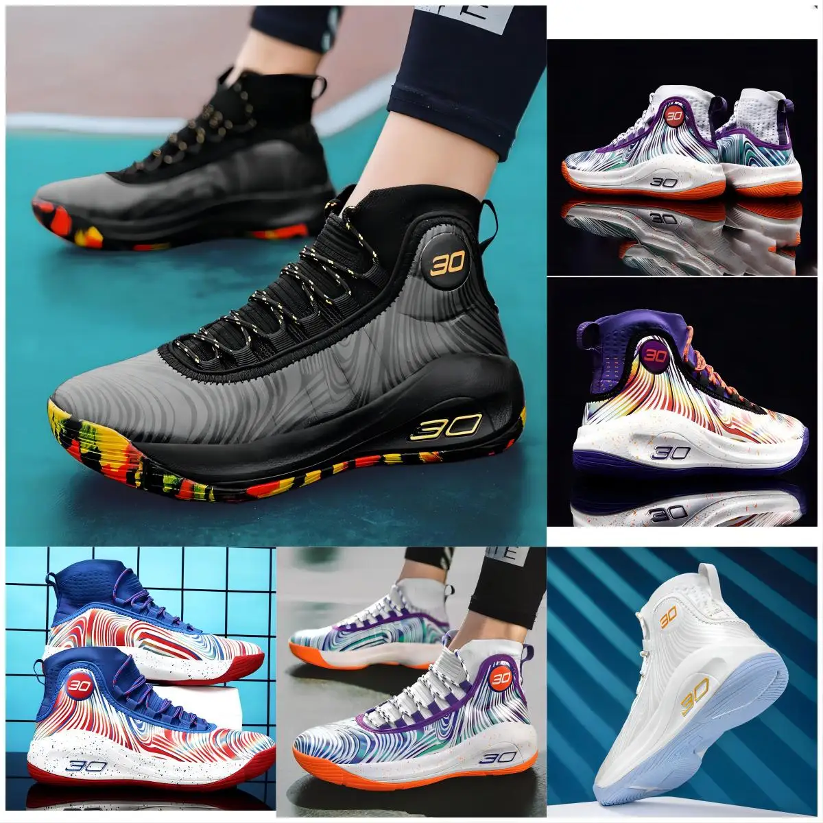 Custom Men's High Upper Basketball Shoe Manufacturers Breathable