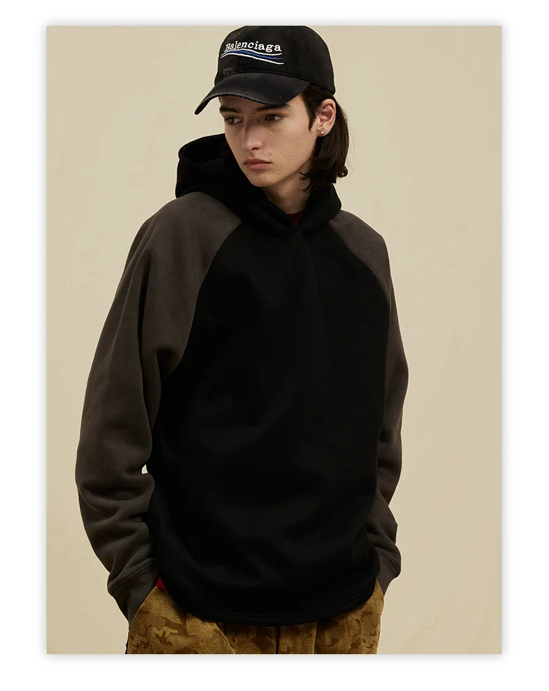 360gsm Contrast Color Streetwear Embroidery Logo Custom Mens Hoodie