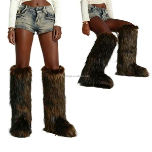 BUSY GIRL RS9253 Army Green Custom Boots Women's Green Faux Fur Knee-High Boots Warm Winter Shoes Boots for Party Daily Winter