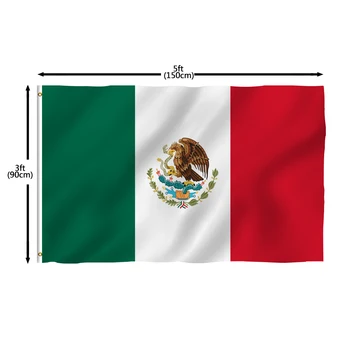 Flagnshow 90x150 cm Mexican 3x5 ft Flag silk screen printing flying Mexico flag of mexico
