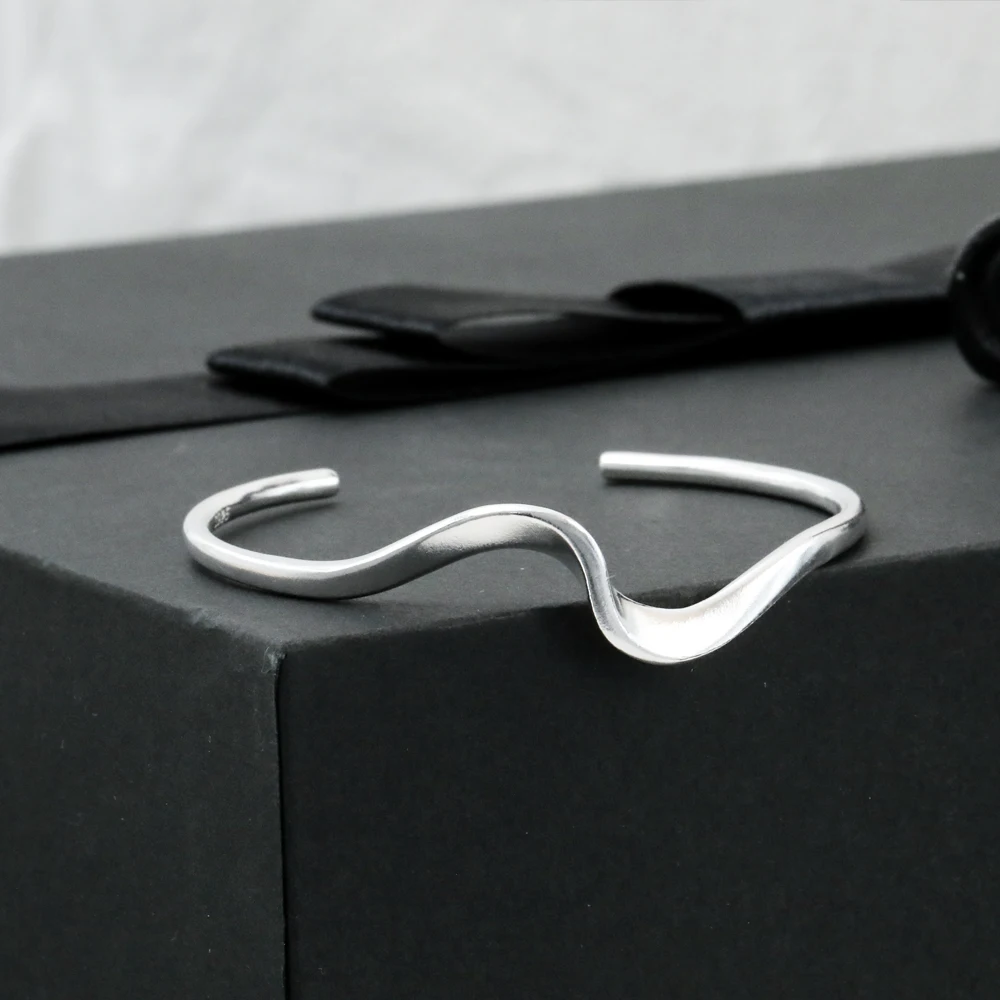 Vianrla 925 Sterling Silver Open Bangles Cuff - Trendy Gift